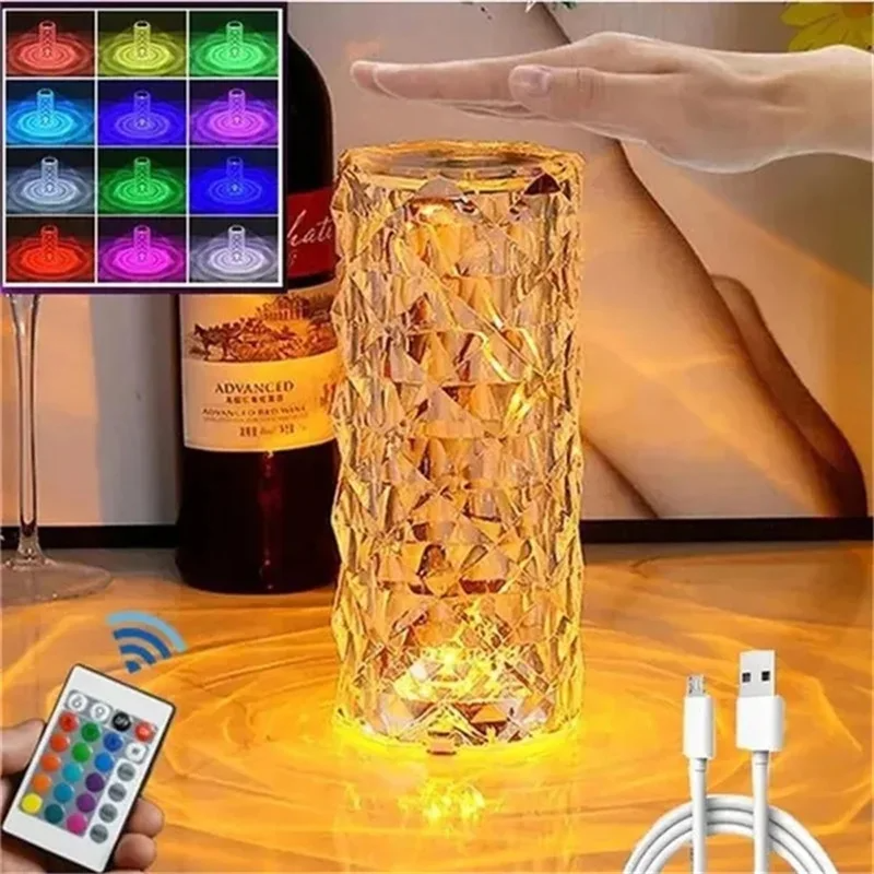 WePro™ Crystal Table Lamp 16 Colors USB Touch Lamp Room Decoration Crystal Night Light
