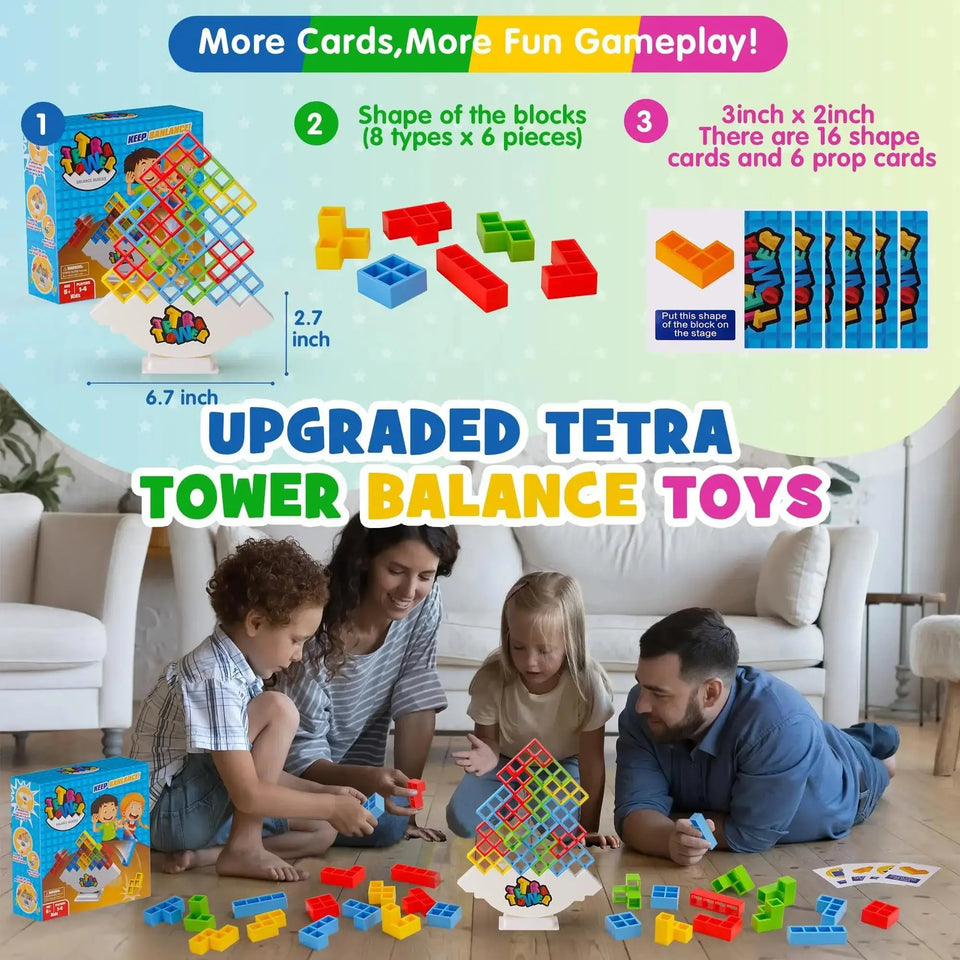 WePro™ 3D Tetra Tower Game Stacking Stack Building Blocks Board Game for Kids, Adults, Friends