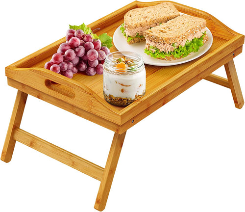 Bamboo Bed Tray Table with Foldable Legs